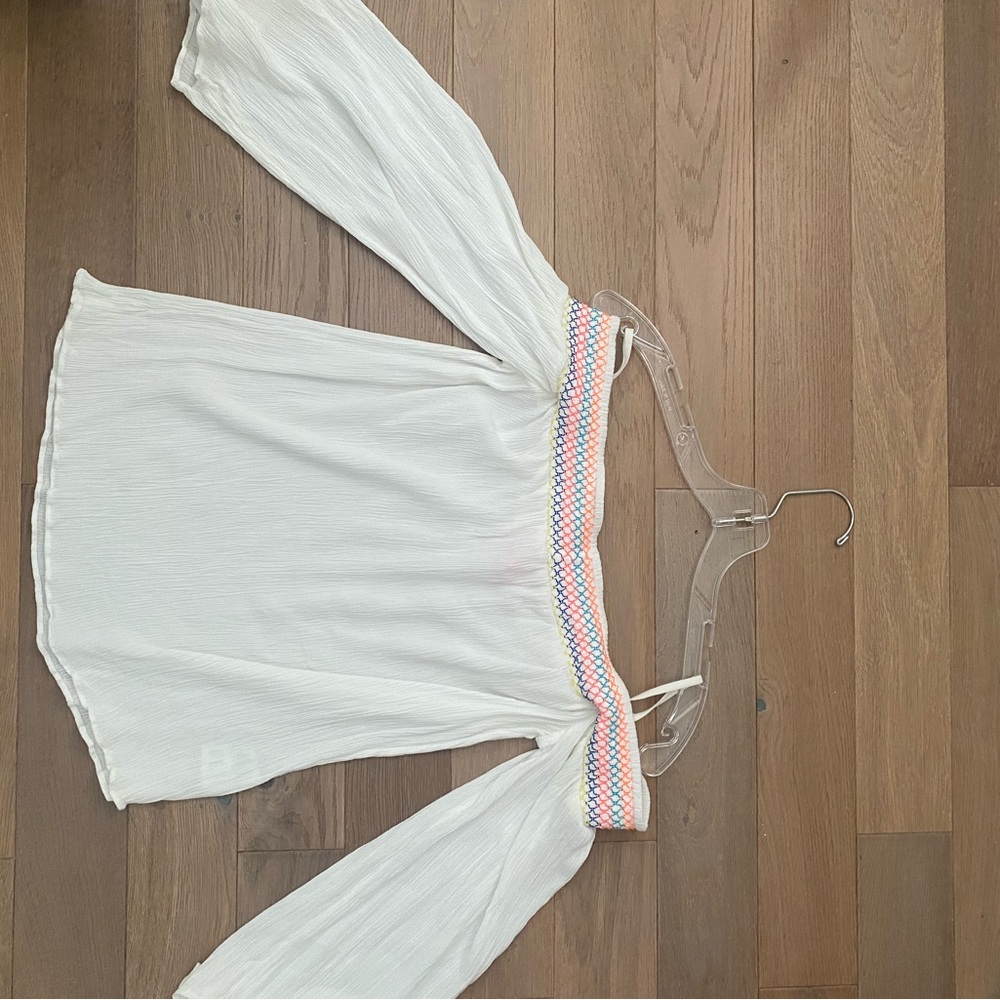 Lilly Pulitzer White and Pink Bell Sleeve Blouse